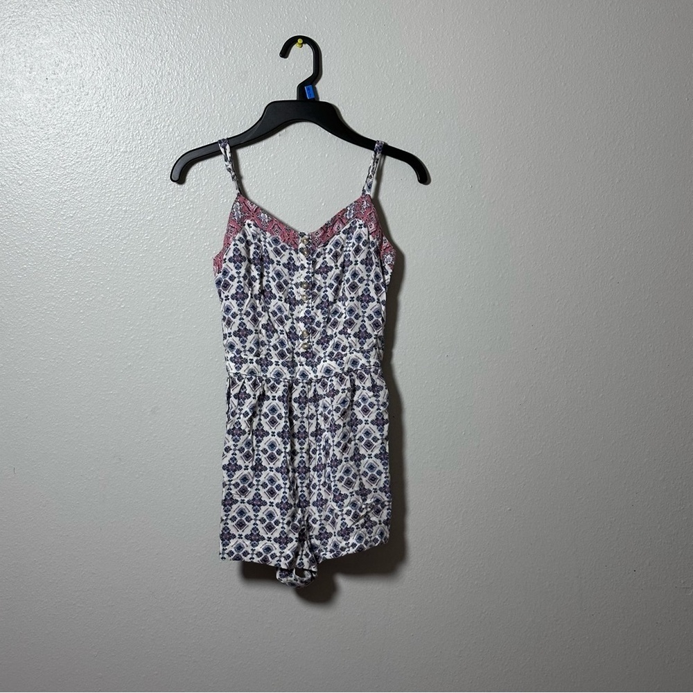 American eagle Women‎ Blue/White Print floral romper size XXS